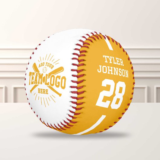 Balle De Baseball Personalized Player Team Logo Yellow