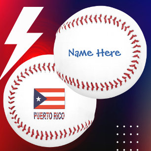 Balle De Baseball Personnalisation Drapeau Porto Rico Bleu