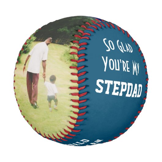 Balle De Baseball Personnalisé 2 Photo Turquoise STEPDAD (Angle)