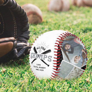 Balle De Baseball Personnalisé “All Star Gramps” Noir Blanc