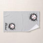 Balle De Baseball Personnalisée Qui Traverse Le Mu (Serviette à main)