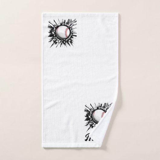 Balle De Baseball Personnalisée Qui Traverse Le Mu (Serviette à main)