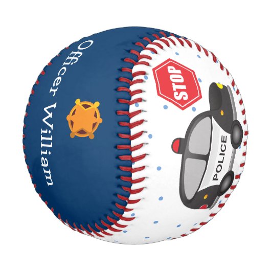 Balle De Baseball Petit Garçon policier et voiture (Angle)