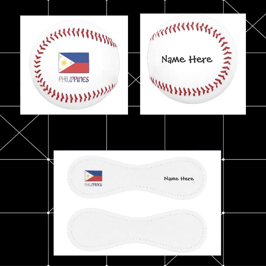 Balle De Baseball Philippines et drapeau philippin et votre nom