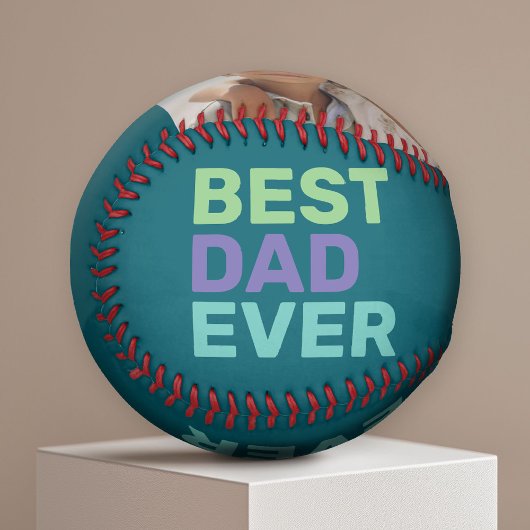 Balle De Baseball Photo Best Papa Ever - Whimsical Greeting Blue