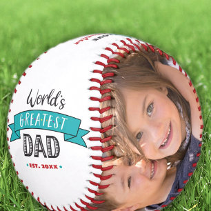 Balle De Baseball Photo de la bannière Turquoise du meilleur papa du