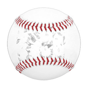 Balle De Baseball photo en noir et blanc d'un arrière - plan blanc