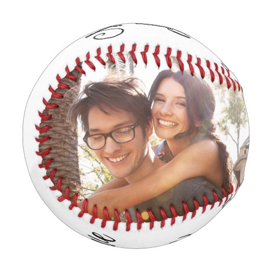 Balle De Baseball Photo Enregistrer la date Editable Baseball (Devant Gauche)