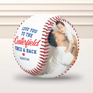 Balle De Baseball Photo Papa Je t'aime jusqu'au champ centre et reto