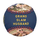 Balle De Baseball Photo personnalisée du mari bleu jaune (Dos)