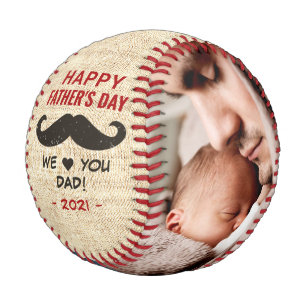 Balle De Baseball Photos de la famille Rustic Happy Fêtes des père