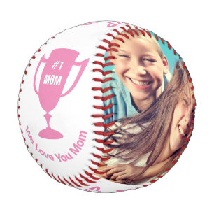 Balle De Baseball Photos personnalisées MVP Mom Pink