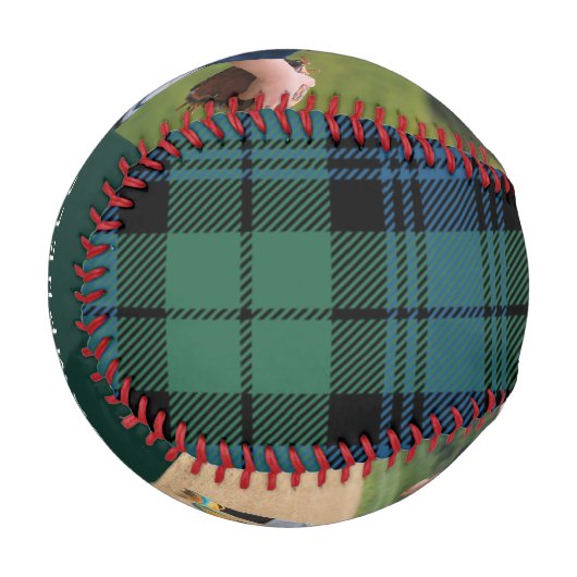 Balle De Baseball Photos Plaid Green Campbell Tartan Custom (Devant Gauche)