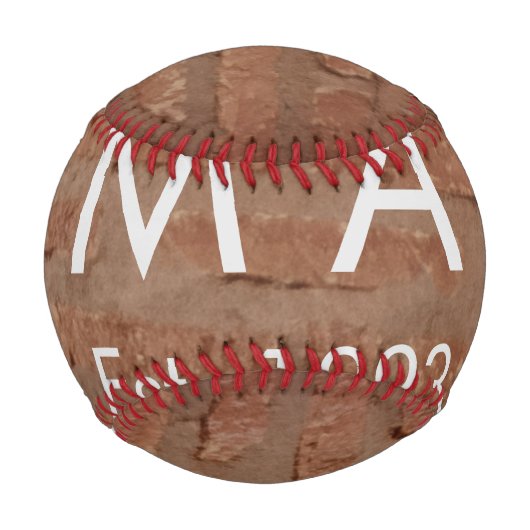 Balle De Baseball pierre de brique rustique Brown ajouter le nom let (Devant)