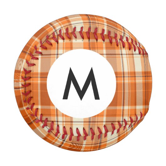 Balle De Baseball Plaid orange monogramme (Devant Gauche)