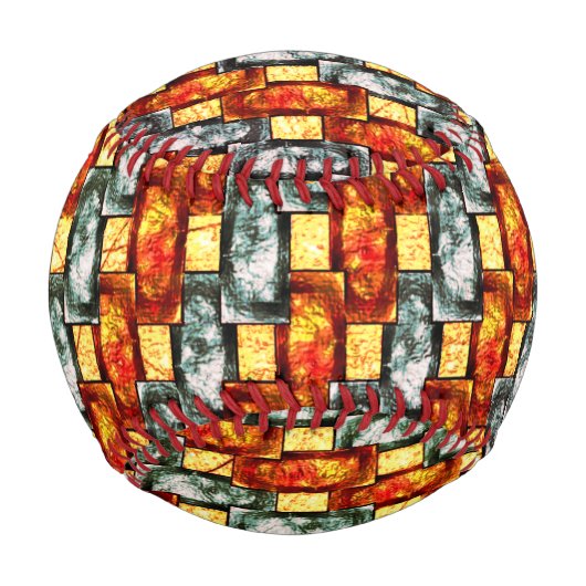 Balle De Baseball Plaques rectangulaires rouges sculptées et tachées (Dos)