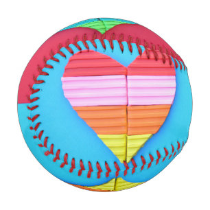 Balle De Baseball Pop Art Love Twin Rainbow Hearts