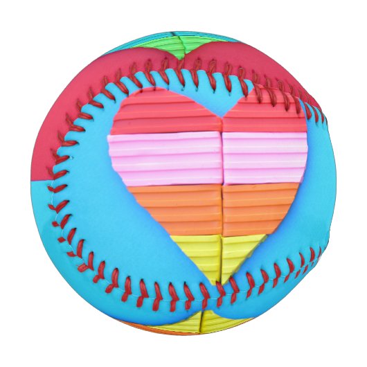 Balle De Baseball Pop Art Love Twin Rainbow Hearts (Devant Gauche)