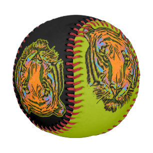 Balle De Baseball Pop Art TIGER HEAD + votre backgr. & idées