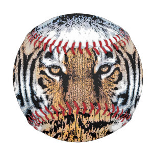 Balle De Baseball Portrait de tigre en style Presse Graphique