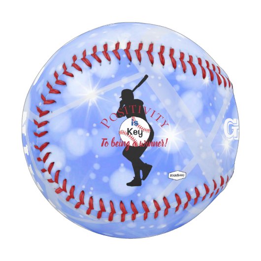 Balle De Baseball Positivité du thème de baseball avec nom de person (Devant Gauche)