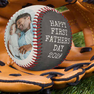 Balle De Baseball Première Fête des pères 2 Photo Chalkboard Base