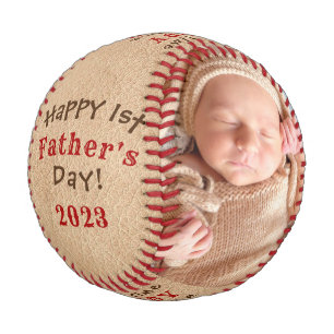 Balle De Baseball Première Fête des pères Faux Cuir avec 2 cadre pho