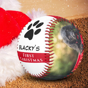Balle De Baseball Puppy's First Christmas Chien Paw Photo Collage