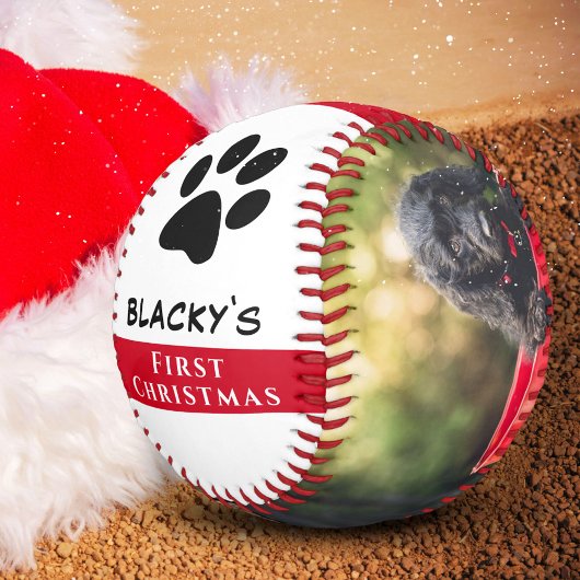 Balle De Baseball Puppy's First Christmas Chien Paw Photo Collage