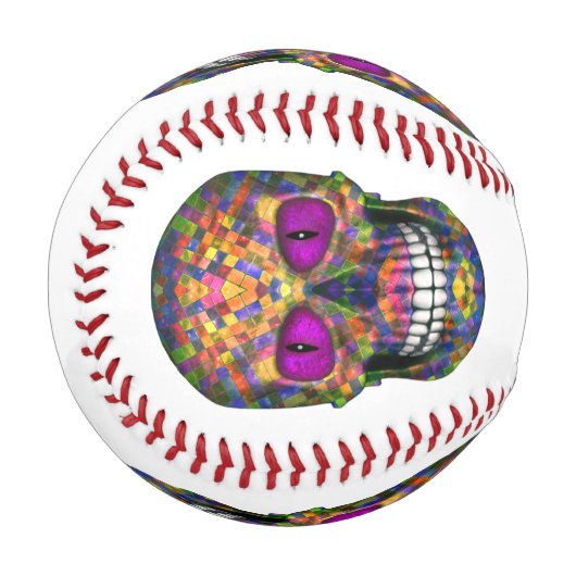 Balle De Baseball Purple Mosaic Sugar Skull Zombie (Devant Gauche)