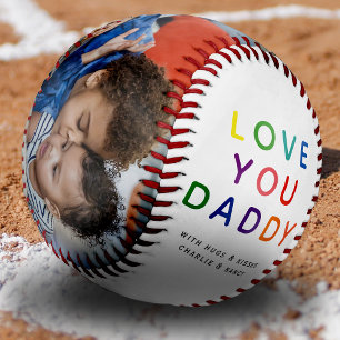 Balle De Baseball Rainbow 'LOVE YOU DADDY' Photo Collage Keepsaké