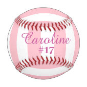 Balle De Baseball Rayé rose et blanc (Dos)