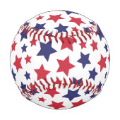 Balle De Baseball Red and Blue Stars, 4th of July, White Background (Dos)