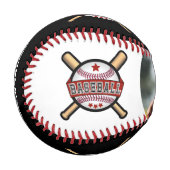 Balle De Baseball Red | Baseball blanc et noir avec photo (Devant Gauche)