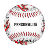 Balle De Baseball Red | Black | Baseball Retro Blanc avec photo (Dos)