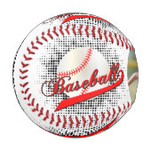 Balle De Baseball Red | Black | Baseball Retro Blanc avec photo (Devant Gauche)