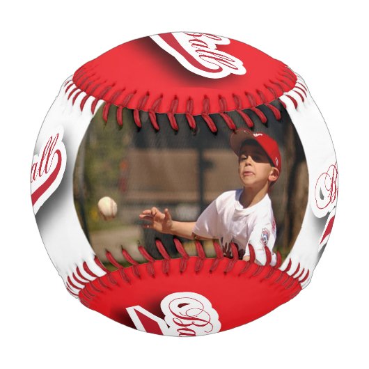 Balle De Baseball Red | BLANCHE | Baseball avec photo (Devant)
