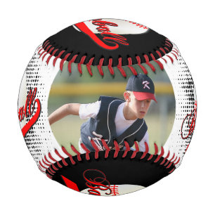 Balle De Baseball Red BLANCHE BlackRetro Baseball avec photo