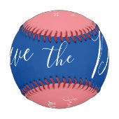 Balle De Baseball Red Blue Script Heart Save Dates Baseball (Devant)