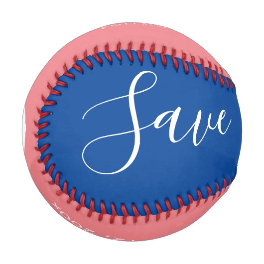 Balle De Baseball Red Blue Script Heart Save Dates Baseball (Devant Gauche)