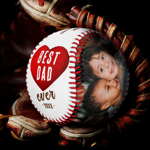 Balle De Baseball Red Heart Best Papa Ever 2 photo Collage