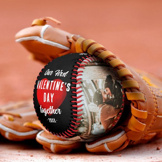 Balle De Baseball Red Heart Our First Valentine's Together 2 Photo