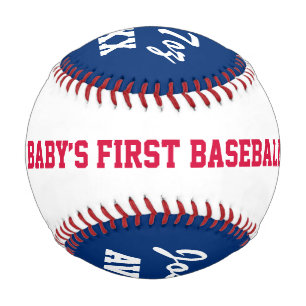Balle De Baseball Red White and Blue Baby Stats Premier du bébé