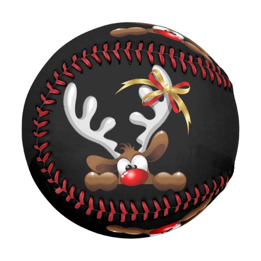 Balle De Baseball Reindeer Puzzled drôle Caractère de Noël (Devant Gauche)