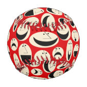 Balle De Baseball Retro Cartoon Façades Motif Baseball (Dos)