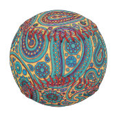 Balle De Baseball Retro Turquoise Arc-en-ciel motif Paisley (Dos)