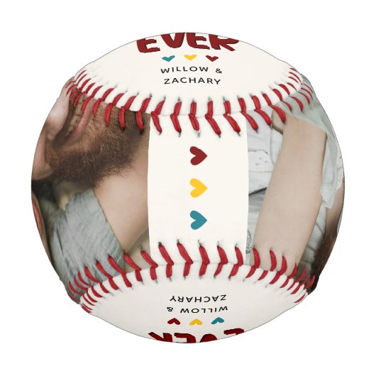 Balle De Baseball Retro Vibe 'Meilleur Papa Jamais' 2 Photo Collage (Devant)