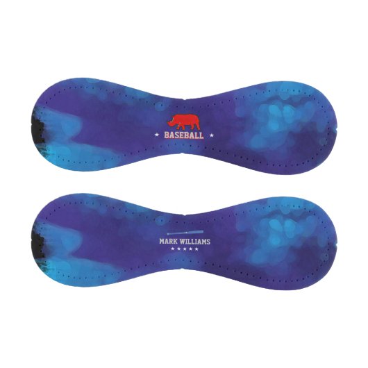 Balle De Baseball rhinocéros rouge sur bleu personnalisé (Panneaux)