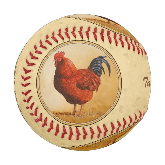 Balle De Baseball Rhode Island Red Rooster Yellow Arrière - plan (Devant Gauche)