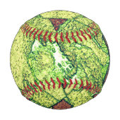 Balle De Baseball Roche volcanique peinte en jaune pâle et verdâtre (Devant)